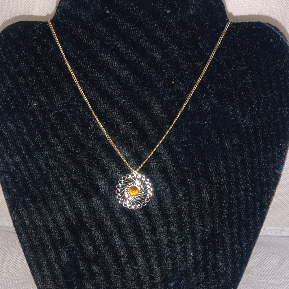 🚩 Free With A Purchase 💠 Gold Amber Sunburst Necklace
